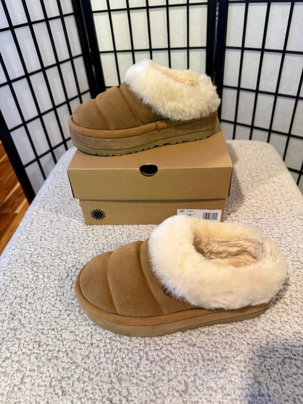 UGG Chestnut Brown Shearling-Lined Slipper Clogs